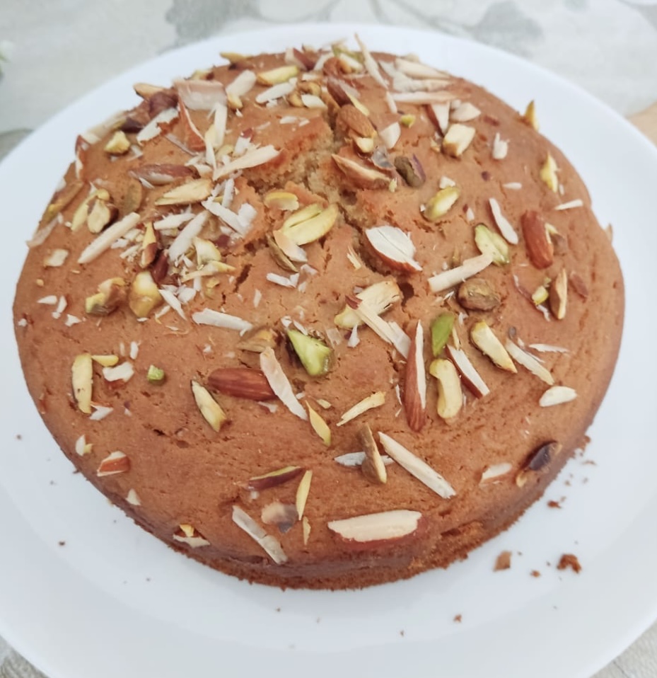 Whole wheat jaggery cake